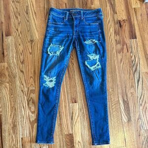 American Eagle Outfitters Women's Distressed Blue Jeans Skinny Jeggings 6